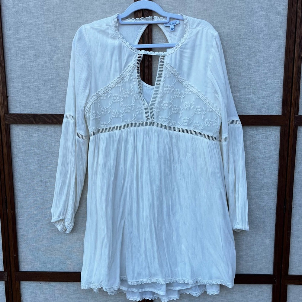 Patrons of Peace Cream Lace Boho Mini Dress - Large